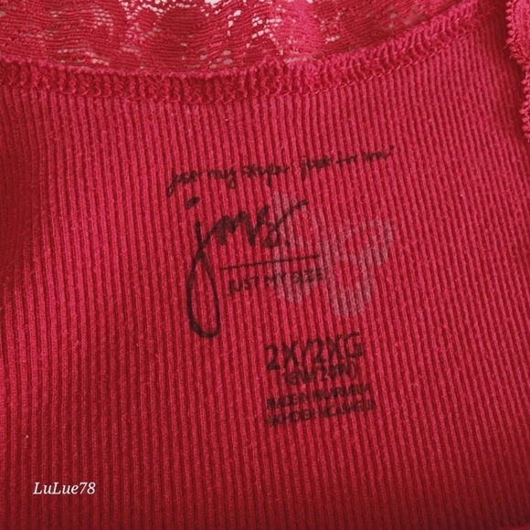 Just My Size Womans Red Tank with Lace Detail 2X - Picture 2 of 8
